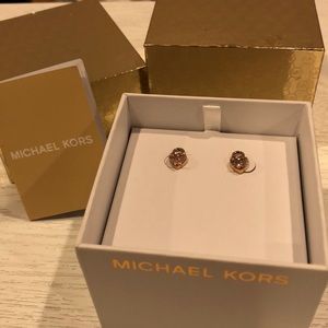 Michael Kors Rose Gold Padlock Heart Stud Earring